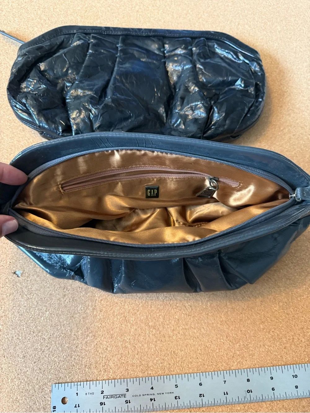 GAP Black Pleated Leather Cosmetic Pouch (Set of 2)